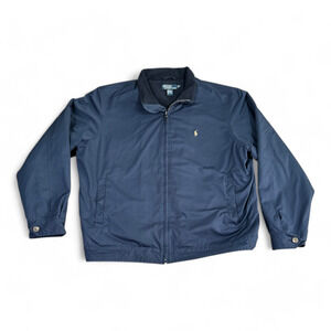 Vintage Polo Ralph Lauren Jacket Adult EXTRA LARGE Blue Fleece Harrington 90s